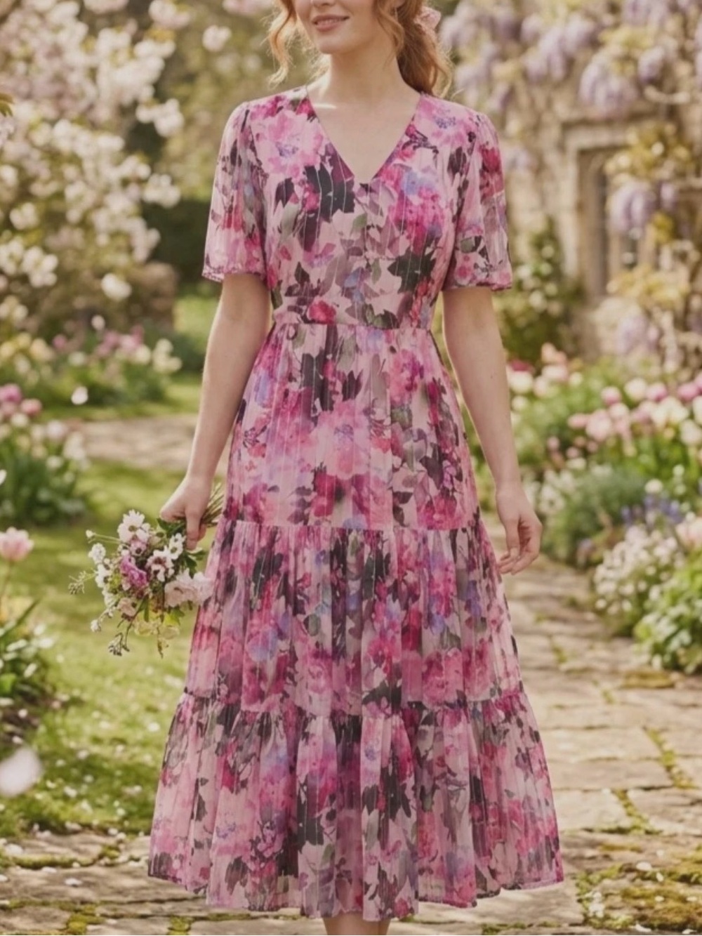 Soft Surroundings Santhia Midi Dress in Marseille Garden Size Medium - Picture 2 of 11